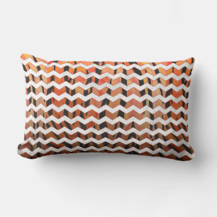 Chevron Tiger Hot orange and Black Print Lumbar Pillow