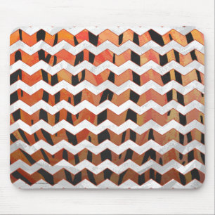 Chevron Tiger Hot orange and Black Print Mouse Pad