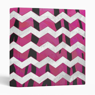 Chevron Tiger Hot Pink and Black Print Binder