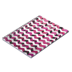 Chevron Tiger Hot Pink and Black Print Notebook
