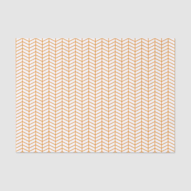 Chevron Tissue Paper - Orange on White (Front)