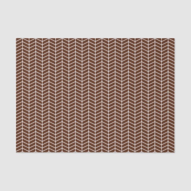 Chevron Tissue Paper - White on Brown (Front)