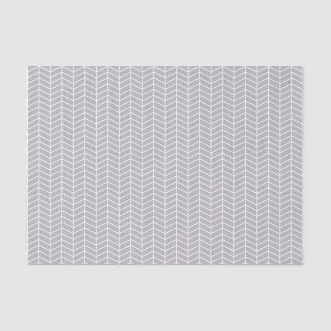 Chevron Tissue Paper - White on Grey (Front)