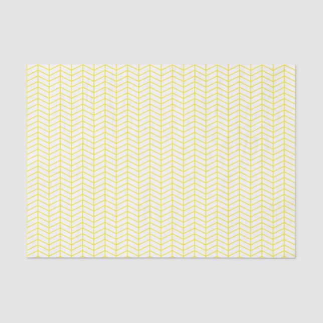 Chevron Tissue Paper - Yellow on White (Front)