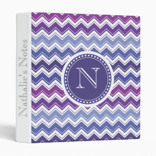 Chevron Tribal ZigZag Pattern in Blue and Purple Binder