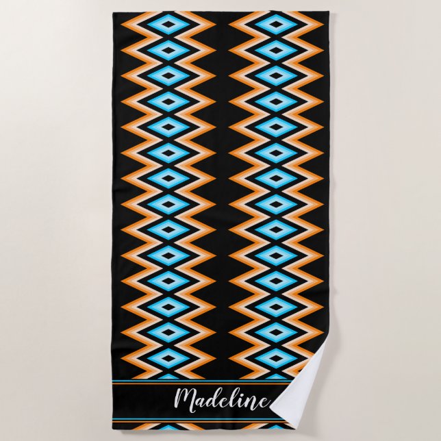 Chevron Tropical Custom name Modern Pattern Beach  Towel (Front)