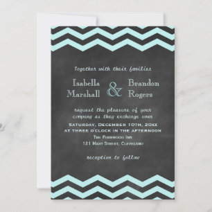 Chevron Turquoise Chalkboard Faire-part de mariage