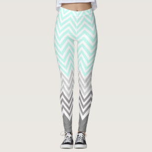 chevron turquoise gris leggings