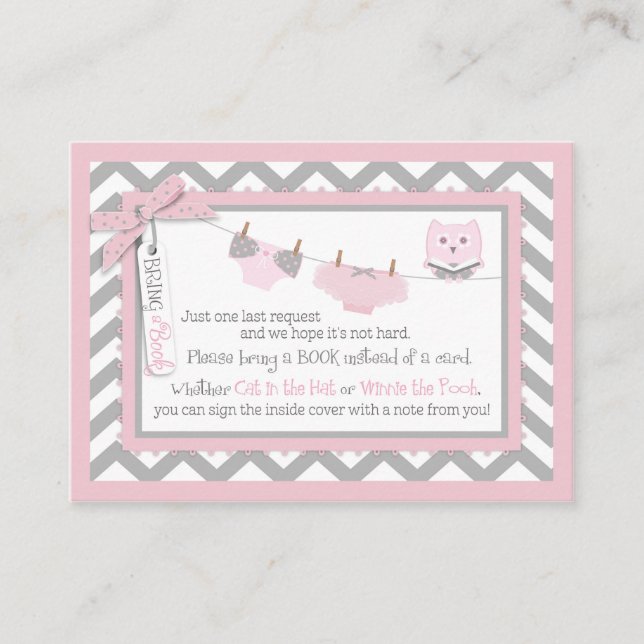 Chevron Tutu Diaper Jumper Owl Bring a Book Card (Front)