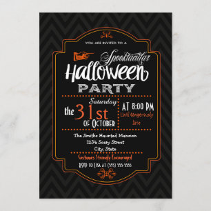 Chevron & Typography Halloween Invitation