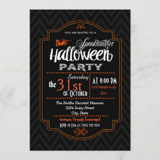 Chevron & Typography Halloween Invitation