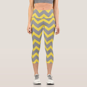 Chevron ultimate grey illuminating yellow pattern capri leggings