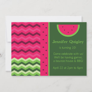 Chevron Watermelon Birthday Party Invitation
