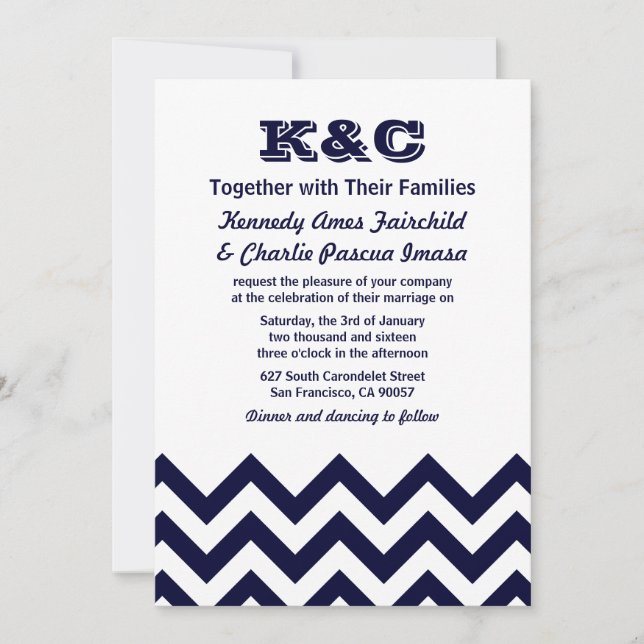 Chevron Wedding Invitations (Front)