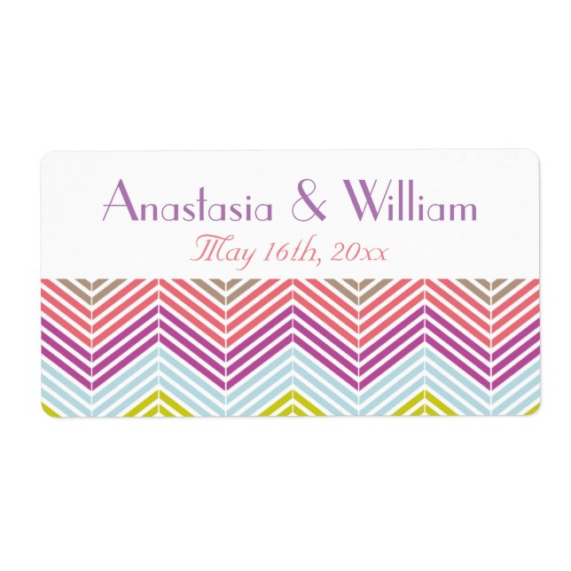Chevron Wedding Water Bottle Labels (Front)