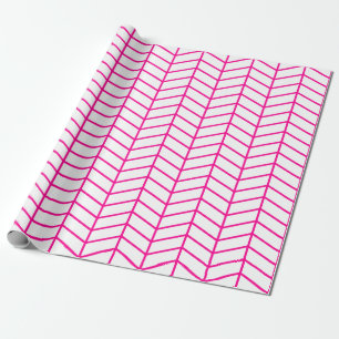 Chevron Wrapping Paper - Hot Pink on White  XL 