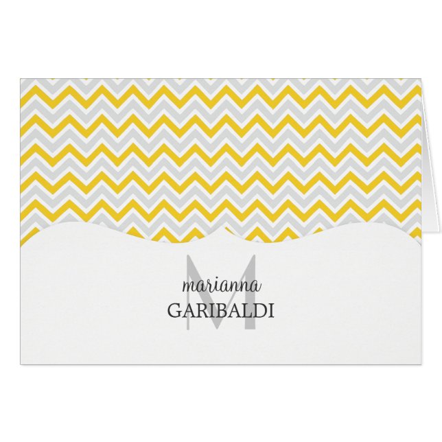 Chevron Yellow and Modern Personalized (Front Horizontal)