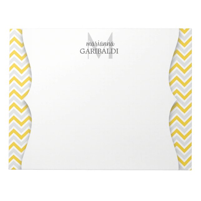 Chevron Yellow and Modern Personalized Notepad (Front)