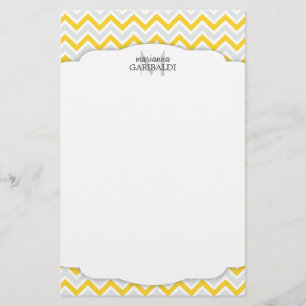 Chevron Yellow and Modern Personalized Stationery