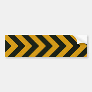 Chevron Yellow Black Hazard Stripes Bumper Sticker