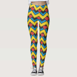 Chevron Yellow Blue Minimal Pattern Leggings