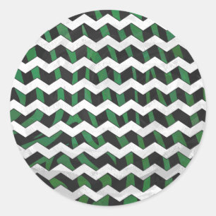 Chevron Zebra Black and Green Print Classic Round Sticker