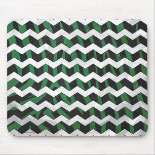Chevron Zebra Black and Green Print Mouse Pad