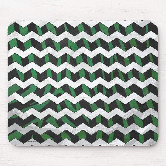 Chevron Zebra Black and Green Print Mouse Pad (Front)