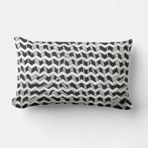 Chevron Zebra Black and Grey Lumbar Pillow