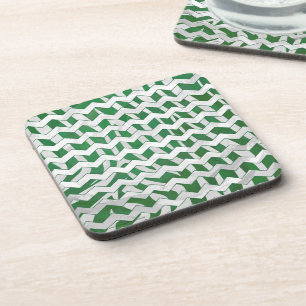 Chevron Zebra Green and White Print Coaster
