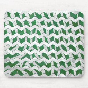 Chevron Zebra Green and White Print Mouse Pad