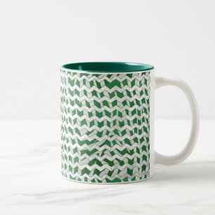 Chevron Zebra Green and White Print Two-Tone Coffee Mug