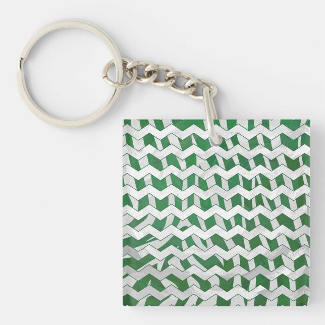 Chevron Zebra Green et White Print (Devant)
