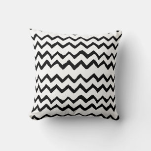 Chevron / Zig Zag Lines Black and White Throw Pillow
