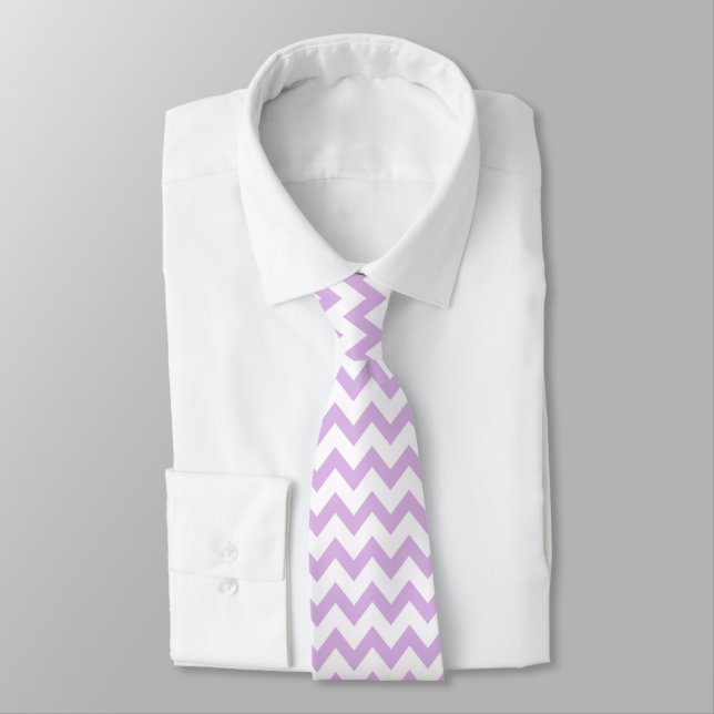 Chevron Zig Zag Pattern Chic Lilac White Scandi   Tie (Tied)