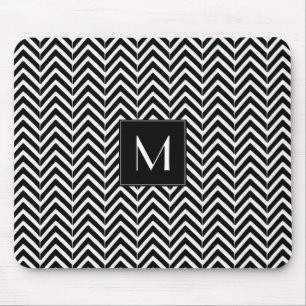 Chevron Zig Zag Pattern monogram Mouse Pad