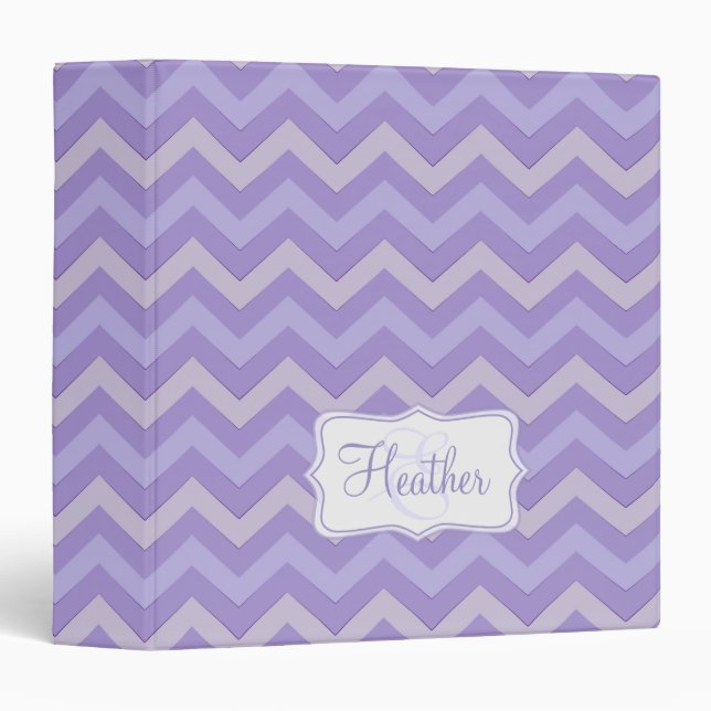 Chevron zig zag purple grey named binder folder (Front/Spine)