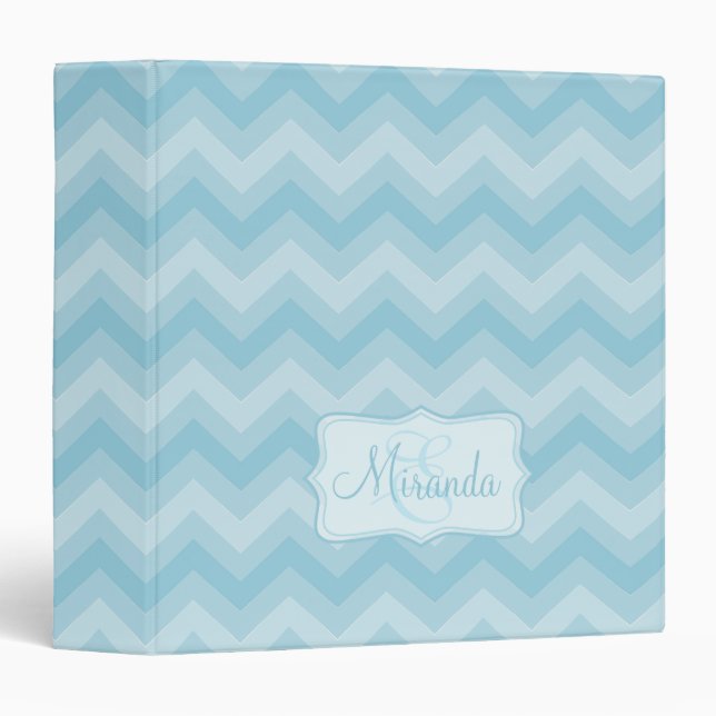 Chevron zigzag blue named binder folder (Front/Spine)