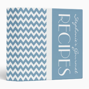Chevron Zigzag Classeur de recette rayée - Bleu Lt