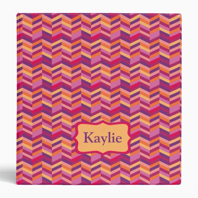 Chevron zigzag colourful name binder folder (Front)