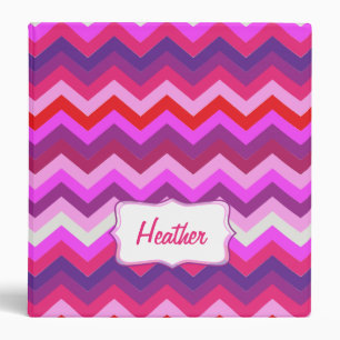 Chevron zigzag colourful pink name binder folder