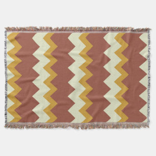 Chevron zigzag design natural green brown gold throw blanket