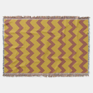 Chevron zigzag design natural yellow brown throw blanket