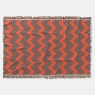 Chevron zigzag design red brown throw blanket