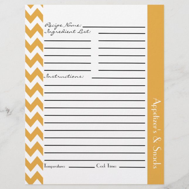 Chevron Zigzag Feuilles de Recette Striped - Jaune (Devant)