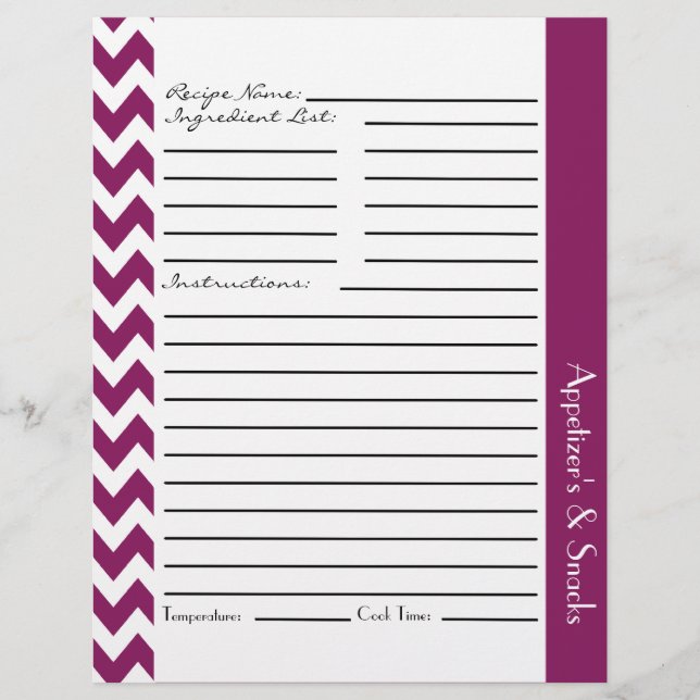 Chevron Zigzag Feuilles de Recette Striped - Plum (Devant)