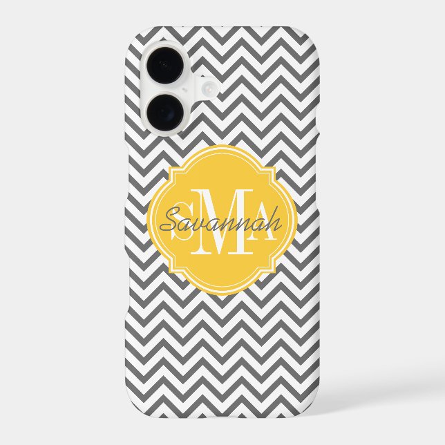 Chevron Zigzag Gris Motif Monogramme (Verso)