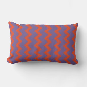 Chevron zigzag pale natural warm red bright purple lumbar pillow