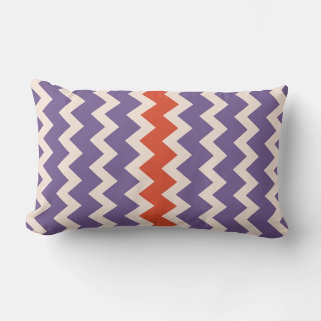 Chevron zigzag pale pink bright purple red lumbar pillow (Front)