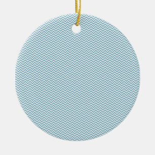 Chevron ZigZag Pattern Blue Ceramic Ornament